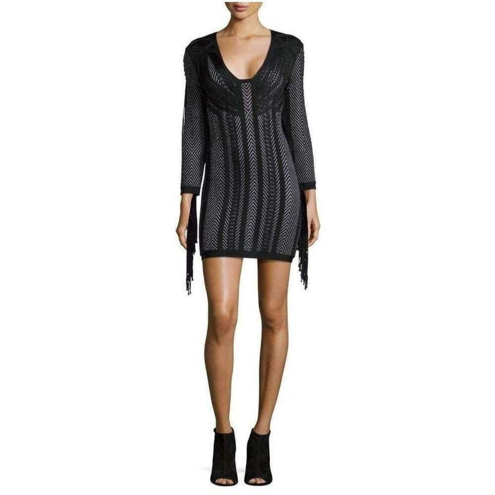 Herve Leger - Doutzen Plaited Chevron Fringe Dress - S - Picture 2 of 4